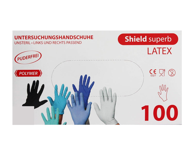 Shield Superb - Latex Untersuchungshandschuh, Weiss, puderfrei